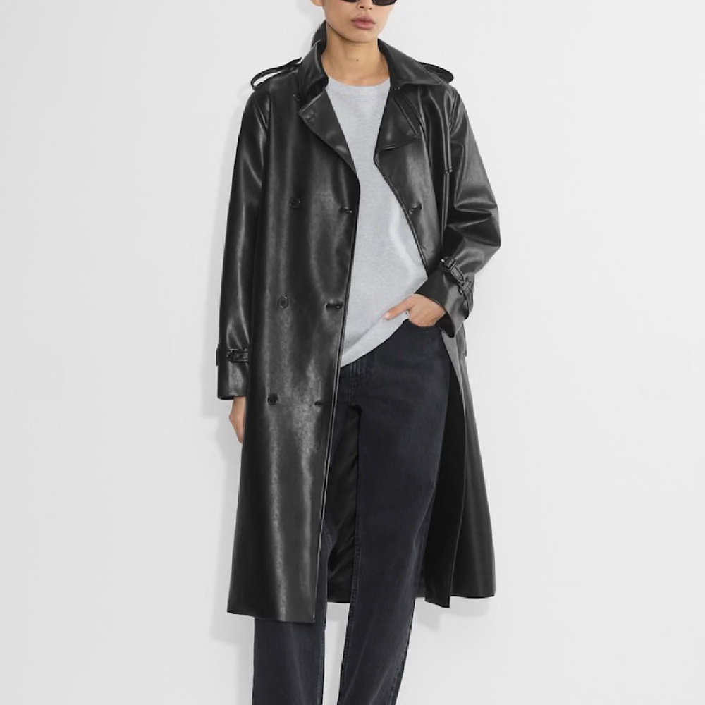 Babaton Black Trench Coat Classic Long Style
